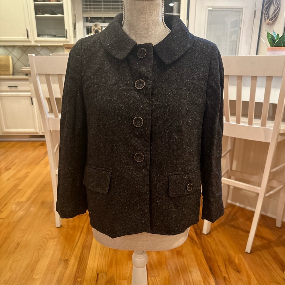 *****Loft dark brown speckled wool blend peacoat